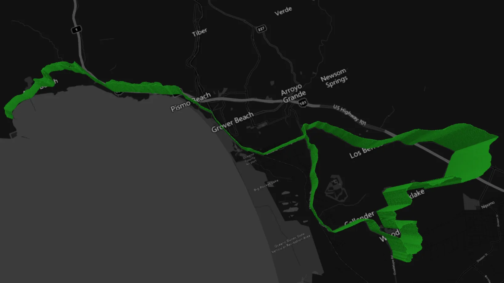 Visualization of my 50 mile bike ride.
